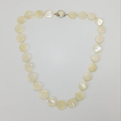 Vintage Mother of Pearl Flat Bead Necklace