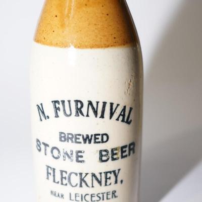 ANTIQUE STONEWARE BOTTLES ONE N. FURNIVAL BREWED STONE BEER /BISCOMBES