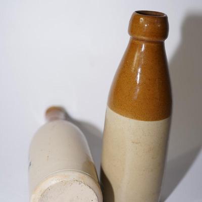 ANTIQUE STONEWARE BOTTLES ONE N. FURNIVAL BREWED STONE BEER /BISCOMBES