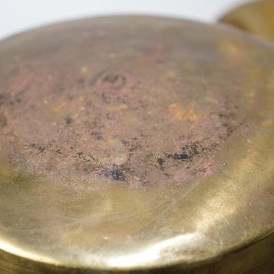 TWO BRASS ANTIQUE PRIMITIVES TO INCLUDE APPLE BUCKET AND BRASS MIXING PAN