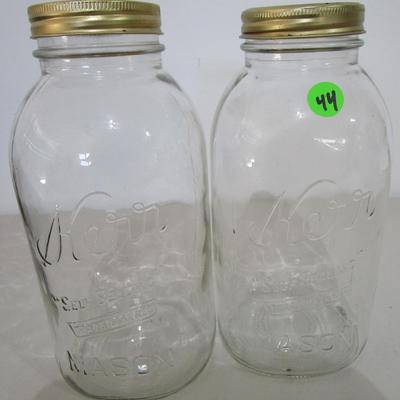 #44 2 Vintage 1/2 gallon Kerr canning jars