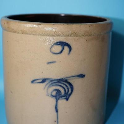 #2 CROCK BROWN SALT GLAZE COBALT BEE STING MARKING AND NUMBER & FACTORY MIS -STRIKE FOR THE SIZE