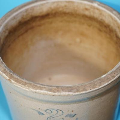 #2 EARTHENWARE CROCK W/ STONEWARE CANNING CROCK (NO LID) BROWN