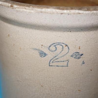#2 EARTHENWARE CROCK W/ STONEWARE CANNING CROCK (NO LID) BROWN