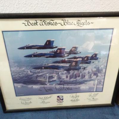 LOT 181. BLUE ANGEL PICTURE AND FLOWER  WALL ART