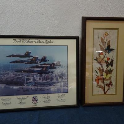 LOT 181. BLUE ANGEL PICTURE AND FLOWER  WALL ART