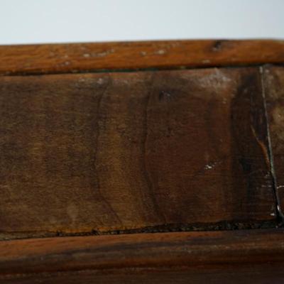 ANTIQUE WALNUT HANGING POCKET SHELF W/ WOODEN CARVED HARE ACCENT