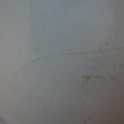 #5 BROWN & EARTHWARE COLORED BUTTER CHURN- HAIRLINE CRACKS /