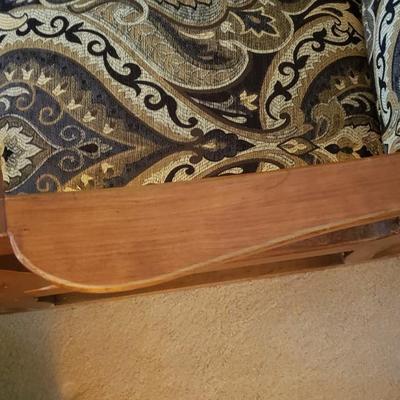Vintage Upholstered Stickley Syracuse Rocker and Ottoman