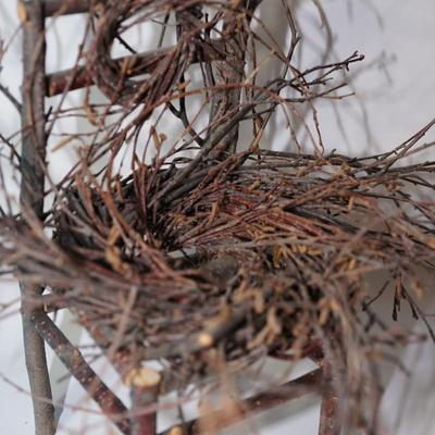 ANTIQUE WOODEN MAPLE TURNED BOWL OF 14" / BENT HICKORY WITH GRAPEVINES DECORATIVE