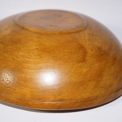 ANTIQUE WOODEN MAPLE TURNED BOWL OF 14" / BENT HICKORY WITH GRAPEVINES DECORATIVE