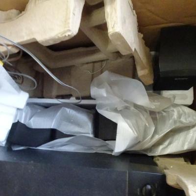 LOT 190. DVD HOME THEATRE SPEAKERS WOOFER AND SOME OF THE SMALL SPEAKERS ONLY