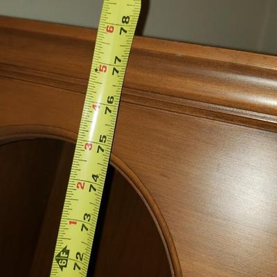 Tall vintage display shelf with dish display grooves
