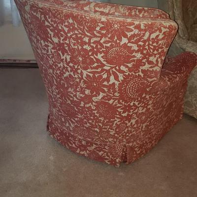 Two vintage upholstered chairs, swivel and rock!