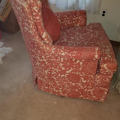 Two vintage upholstered chairs, swivel and rock!