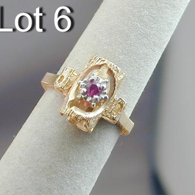 Custom Made Modernist 14k Ruby Ring Size 6.25