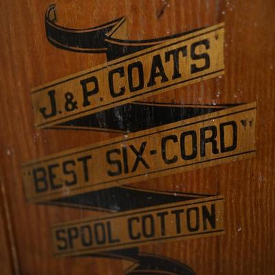 ANTIQUE JP SPOOL SIX DRAWER COUNTER SEWING  SPOOL CABINET