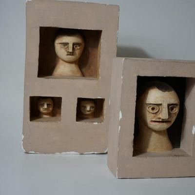 PAIR OF CERAMIC SCULPTURES BY GUY BLADWIN MILWAUKEE ARTIST -UNIQUE