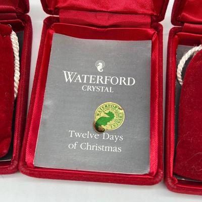 WATERFORD ~ Twelve Day Of Christmas ~ Three (3) Glass Ornaments