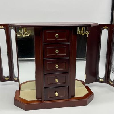 KING WOOD CO. ~ Wooden 5 Drawer ~ Jewelry Organizer