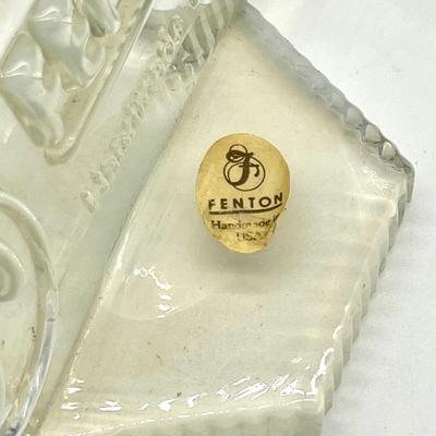 FENTON ~ Vintage Clear Opalescent Logo Dealer's Sign Plaque