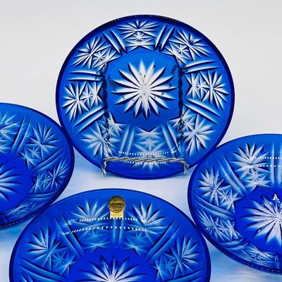 CRISTAL D ARQUES ~ Cobalt Blue ~ Set (4) ~ Dessert Bowls