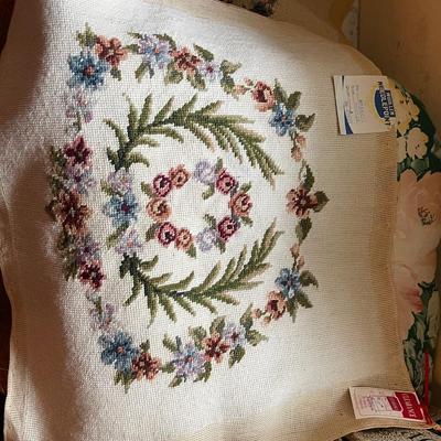 Three Vintage Needlepoint Pillow Covers