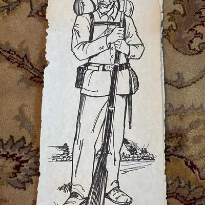 1966 Mid Century Art Scrolls - Sperry Colonial and Civil War Soldiers