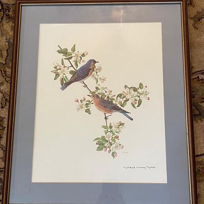 Vintage Mildred Morse Signed Bird Lithograph