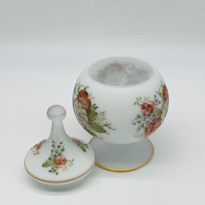 TOSCANY ~ Vintage Satin White Empoli ~ Floral ~ Lidded Jar Candy Jar