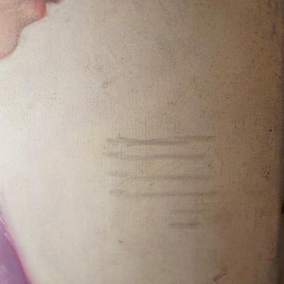 LOVELY VINTAGE PORTRAIT OF YOUNG WOMAN OIL ON CANVAS