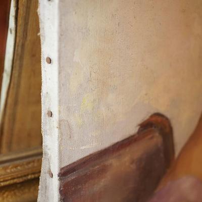 LOVELY VINTAGE PORTRAIT OF YOUNG WOMAN OIL ON CANVAS