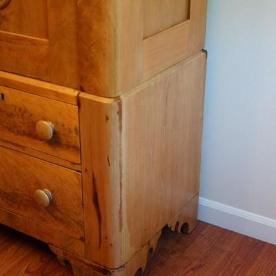EXCEPTIONAL MID 19TH CENTURY MAHOGANY WARDROBE CABINET/TWO PIECE/DRAWERS AND SHELVES