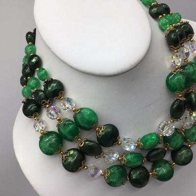 Gorgeous Vintage AB Crystal And multi Tone Green Beads.