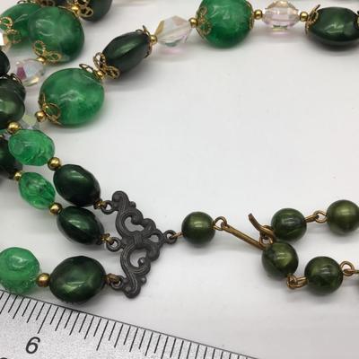 Gorgeous Vintage AB Crystal And multi Tone Green Beads.