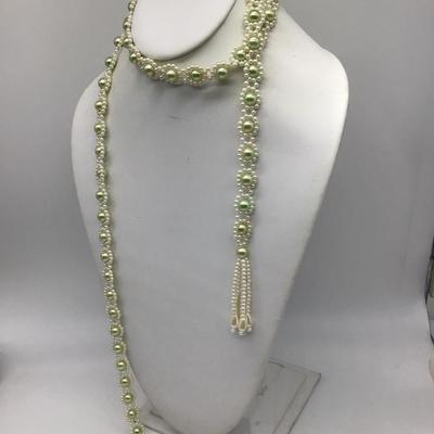 Beautiful Mint Tassel Wrap Necklace