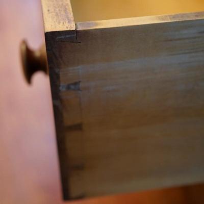 19th CENTURY CHERRY & FLAME MAHOGANY THREE DRAWER BUREAU W/ DROP LEAF SIDES