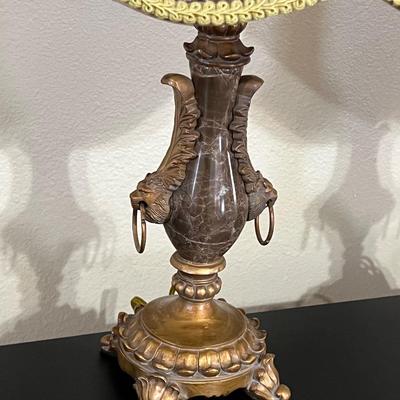 Pair (2) ~ Lion Marble Lamps