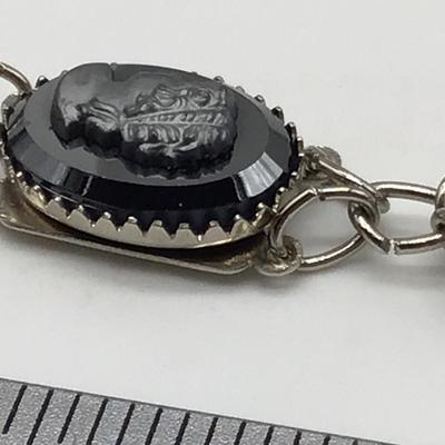 Black Glass Type Cameo. Bracelet