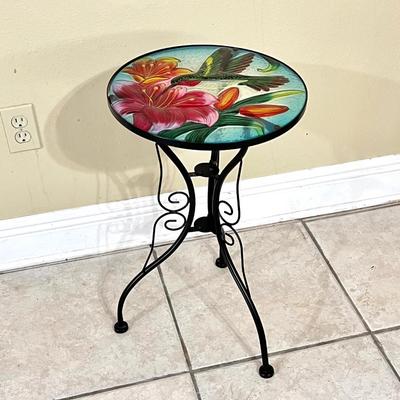 Painted Glass Hummingbird With Light Weight Metal Stand