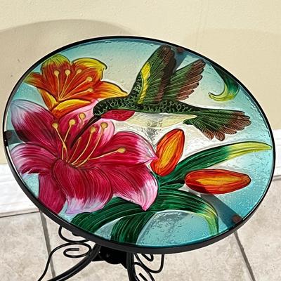 Painted Glass Hummingbird With Light Weight Metal Stand