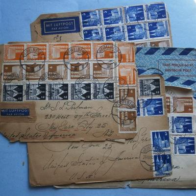(6) 1950's German Covers with Multiple Stamps from Heidelberg Germany to NYC