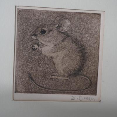SHERIDAN OMAN 'FIELD MOUSE' ETCHING & AQUATINT/SOUTHWEST ARTIST