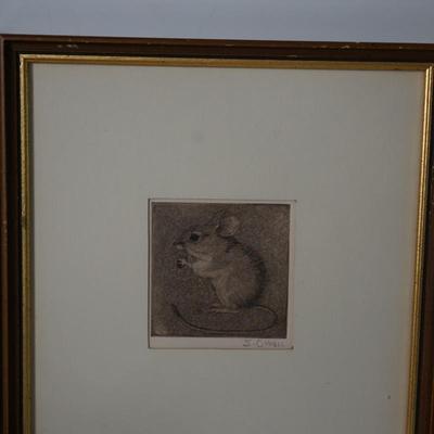 SHERIDAN OMAN 'FIELD MOUSE' ETCHING & AQUATINT/SOUTHWEST ARTIST