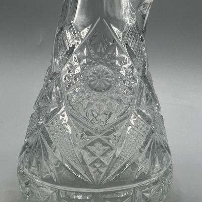 Vintage Clear Etched Crystal Glass Decanter Pitcher Bottle