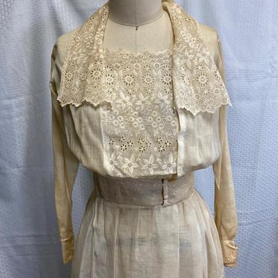 Antique Romantic Victorian Tea Boho Three Piece Blouse Skirt Vest