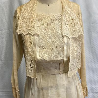 Antique Romantic Victorian Tea Boho Three Piece Blouse Skirt Vest