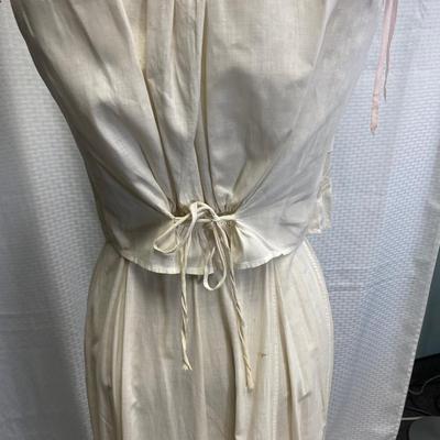 Antique Victorian White Cotton Lace Two Piece Undergarment Tea Dress w Blouse Sleeveless