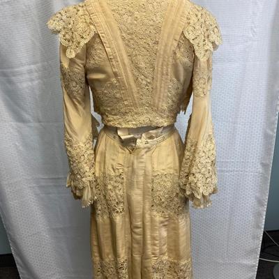 Antique Victorian Two Piece Blouse Skirt Cotton & Lace Romantic Boho