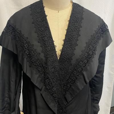 Antique Vintage Black on Black Over Coat Jacket